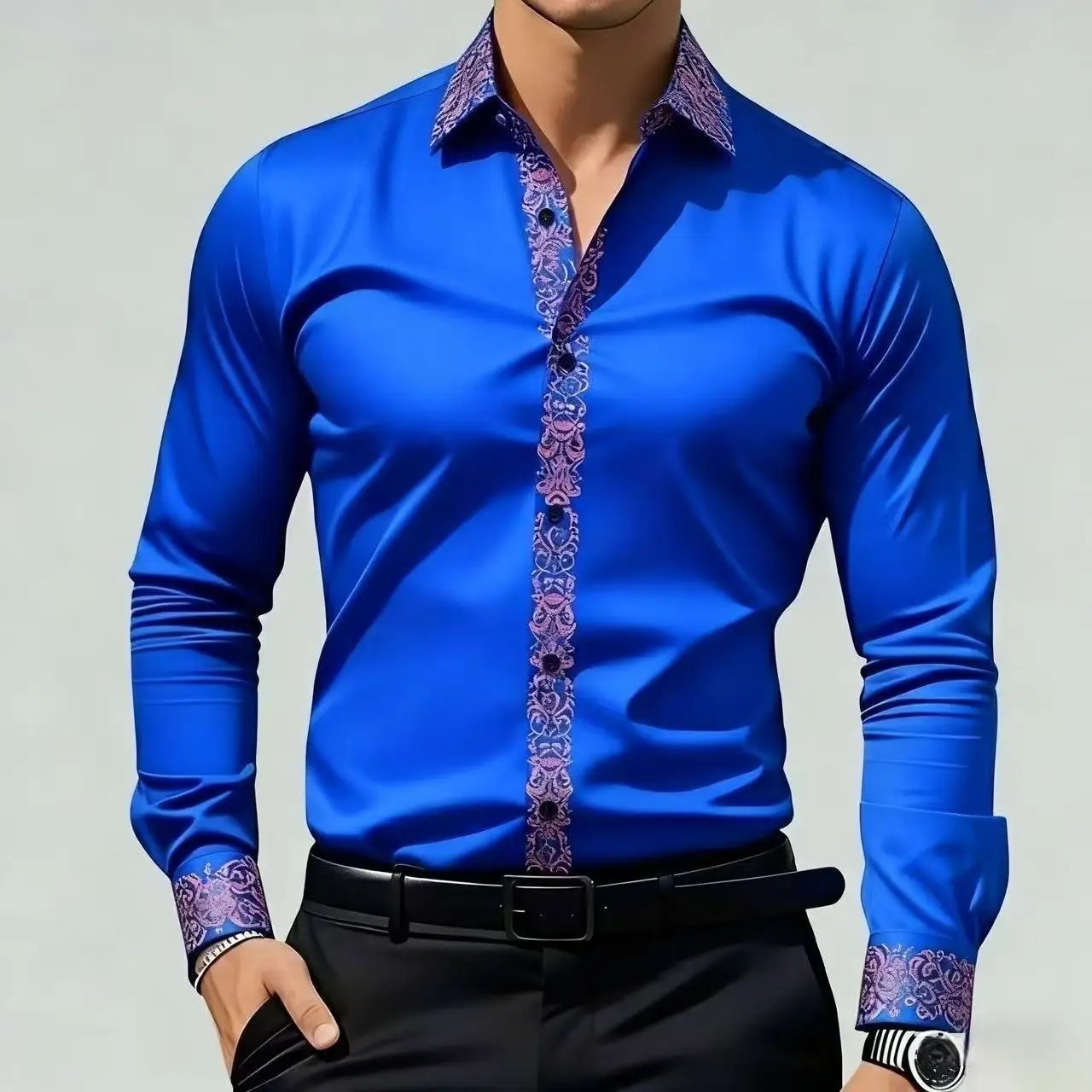 Men'S Formal Ethnic Wear - Herenoverhemd met etnische print, formeel overhemd