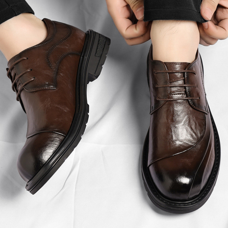 Men Formal Wear Fashion - Bruin gepolijst echt leer met veters,