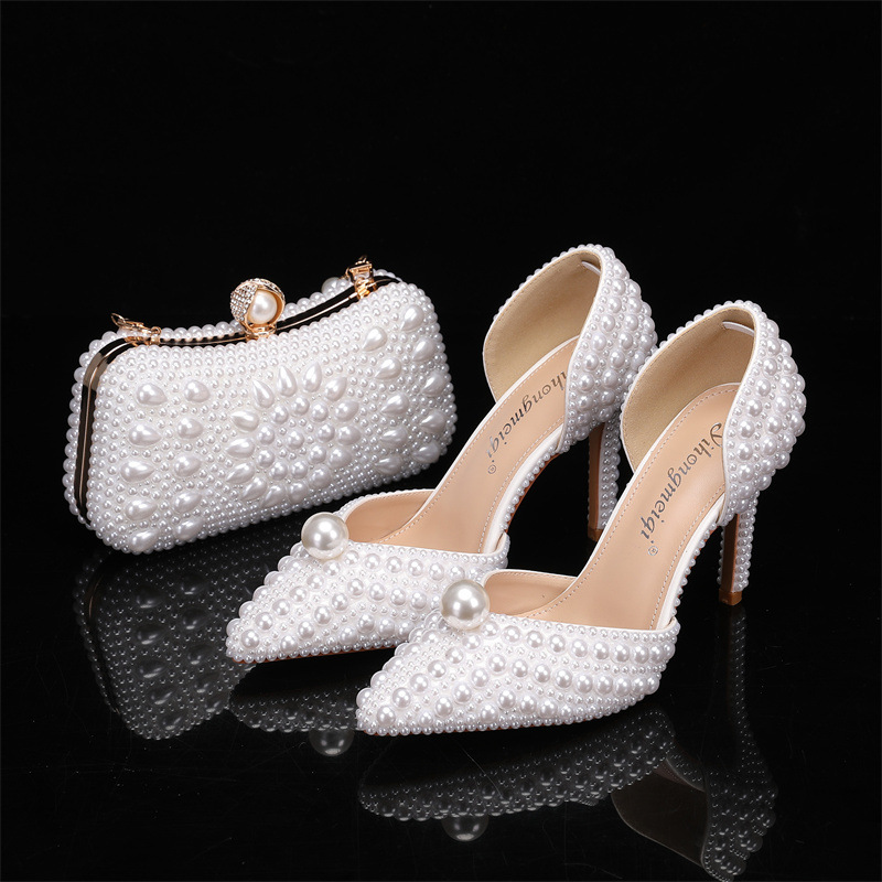 Men Formal Wear Shoes - Tas en schoenenset voor dames Parel