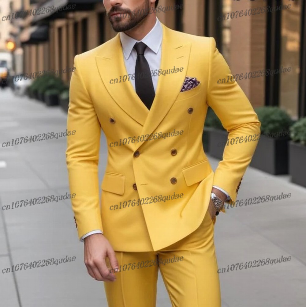 Formal Wear For Men Yellow - Geel Formele Gelegenheid Mannen Pak Bruiloft