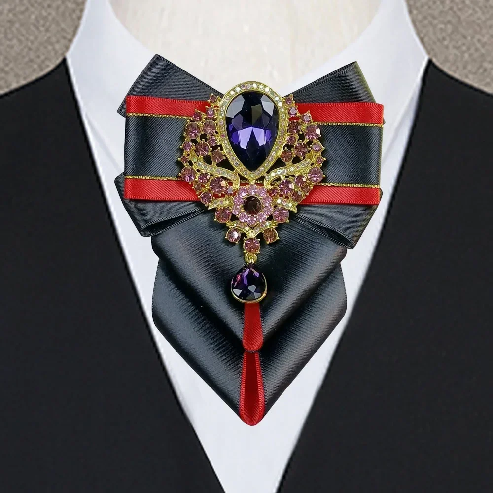 Men'S Formal Wear Bow Ties - Luxe Originele Nieuwe Paarse Strass Vlinderdas