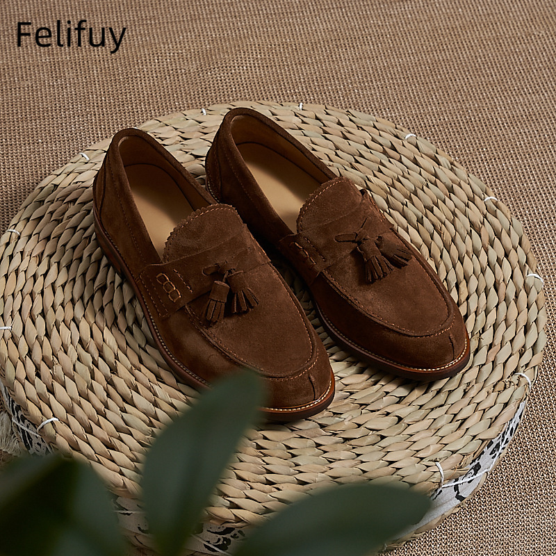Men Formal Wear Shoes - Nieuwe bruine heren platte loafers van