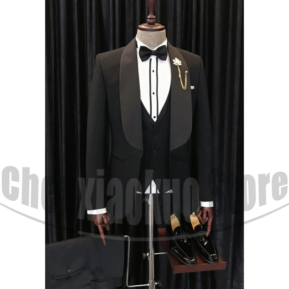 Men Formal Wear 2025 - Zwarte Mannen Pakken Chic Sjaal Revers