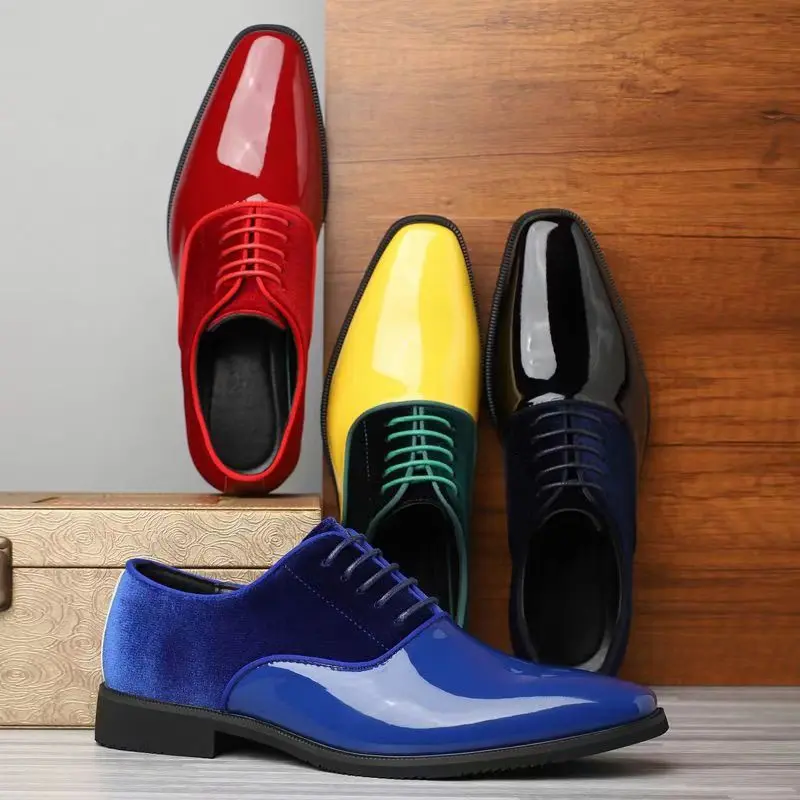 Men'S Formal Party Wear Shoes - Heren Oxford-schoenen met kleurblokken, vetersluiting, van