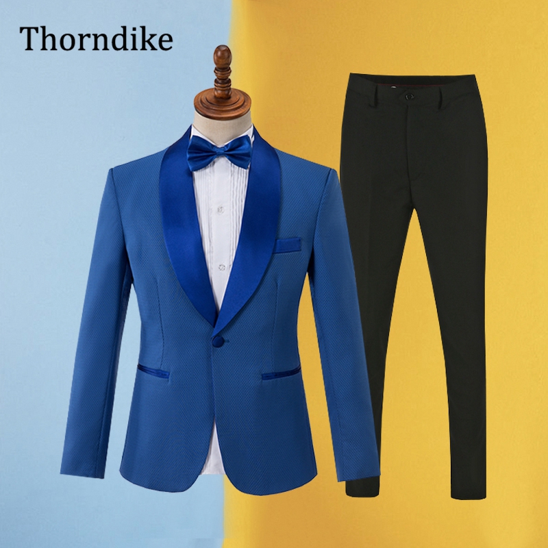 Men Formal Wear 2025 - Gwenhwyfar blauw pak heren 2025, nieuwe