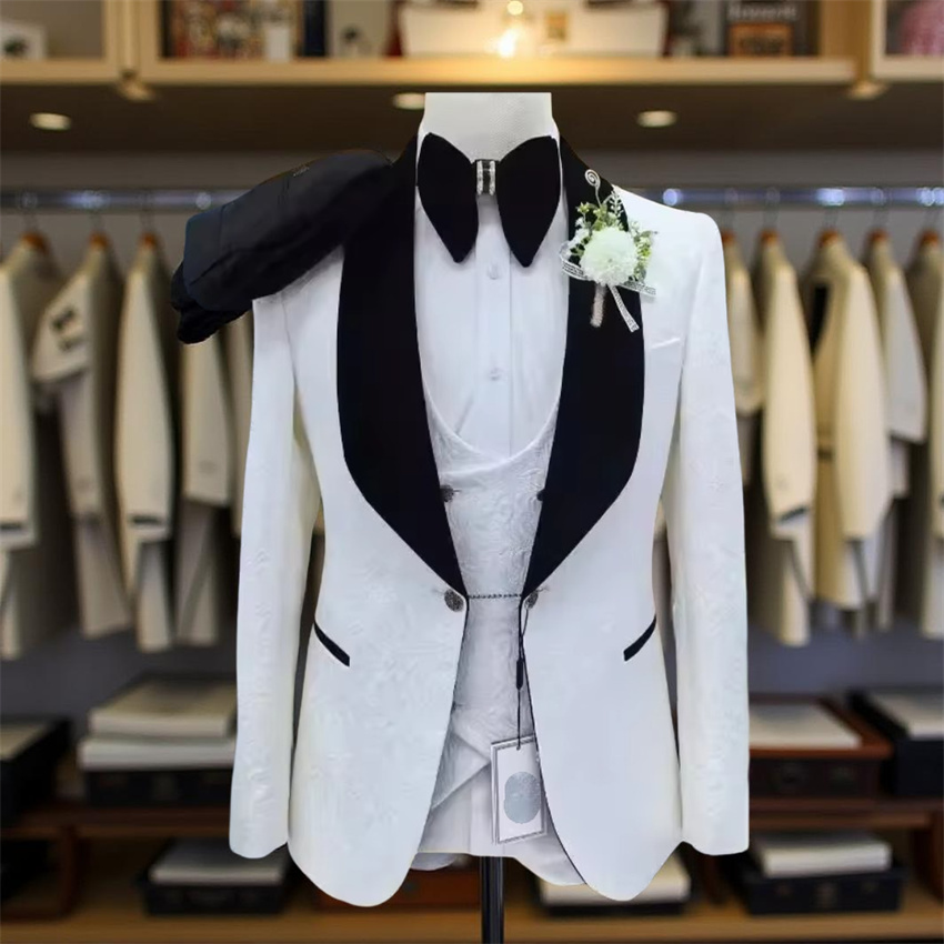 Men Formal Wear 2025 - 3 Stuks Bloemen Bruiloft Pakken Voor