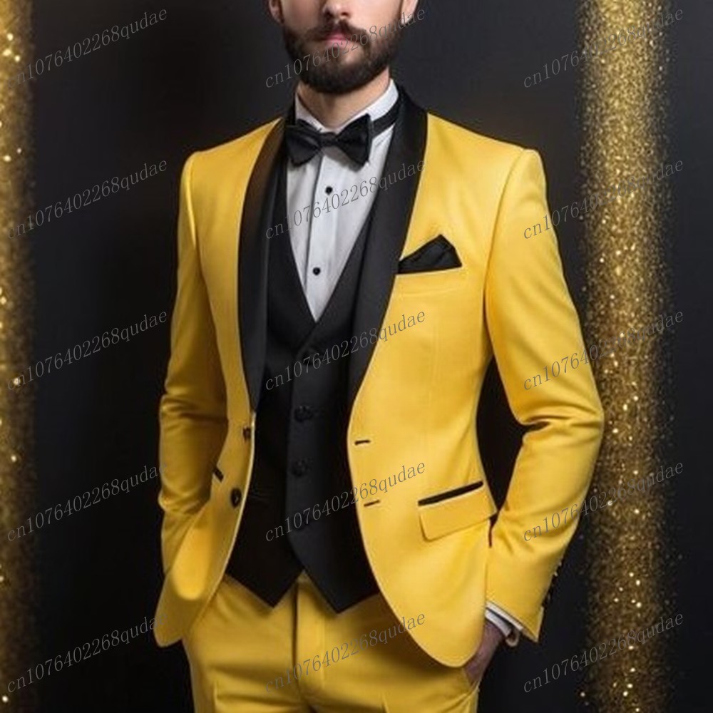 Formal Wear For Men Yellow - Nieuwe Geel En Zwart Formele Mannen