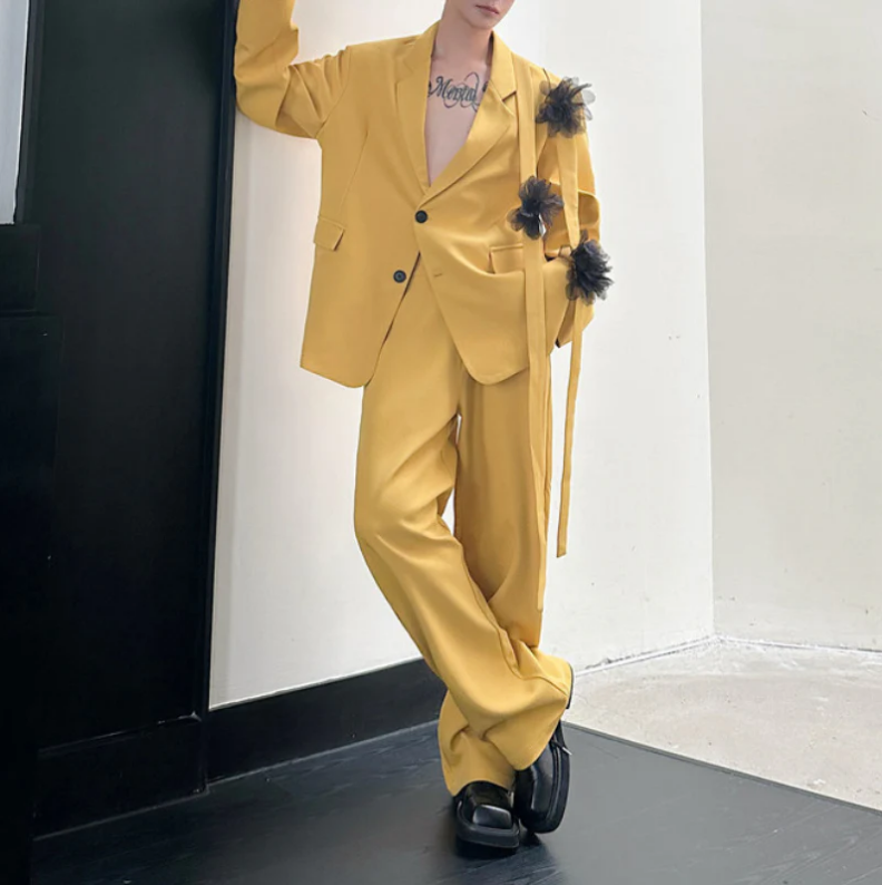 Formal Wear For Men Yellow - Geel Mannen Pak Set 2 Stuks