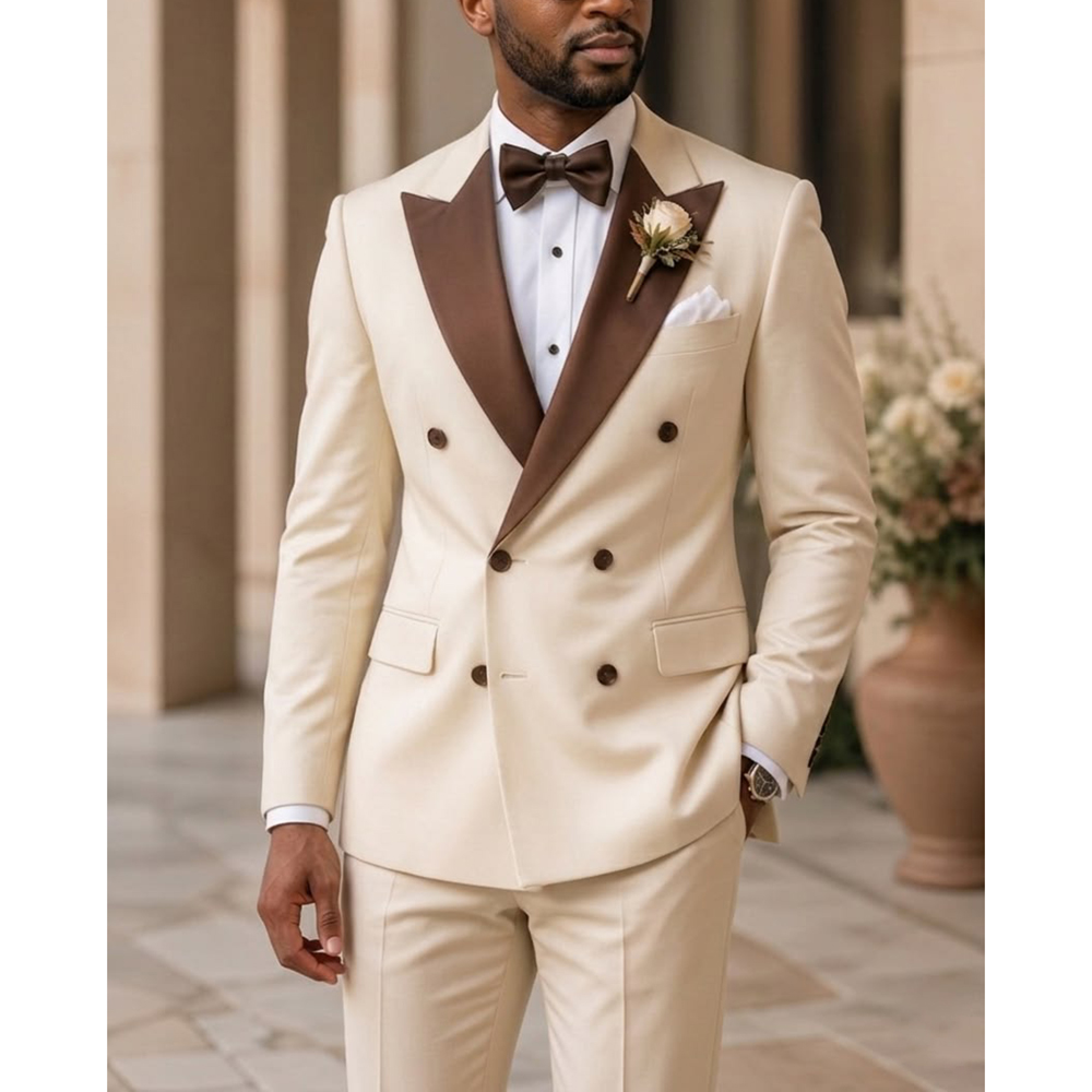 Men Formal Wear Fashion - Heren Double Breasted Smokingpak Mode Peak