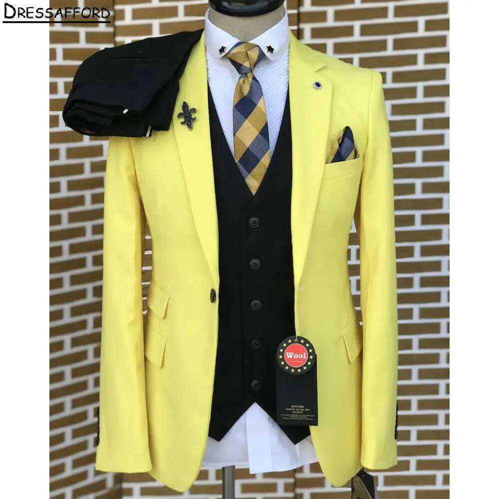 Formal Wear For Men Yellow - Geel Elegant Heren Zakelijk Formeel Ocn