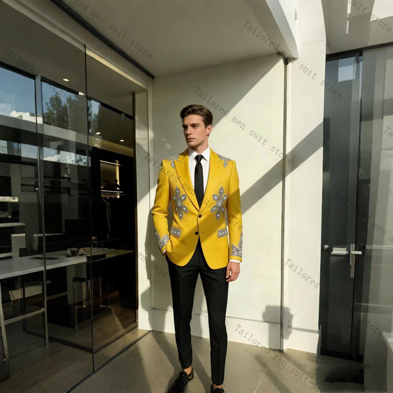 Gele Herenpakken Broek Set 2 S - Formal Wear For Men Yellow recensie en prijs