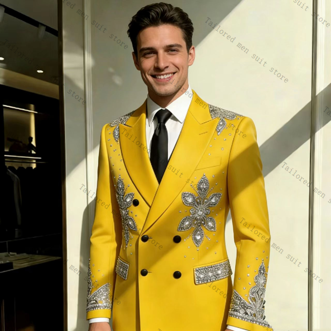 Gele Herenpakken Broek Set 2 S - Formal Wear For Men Yellow recensie en prijs