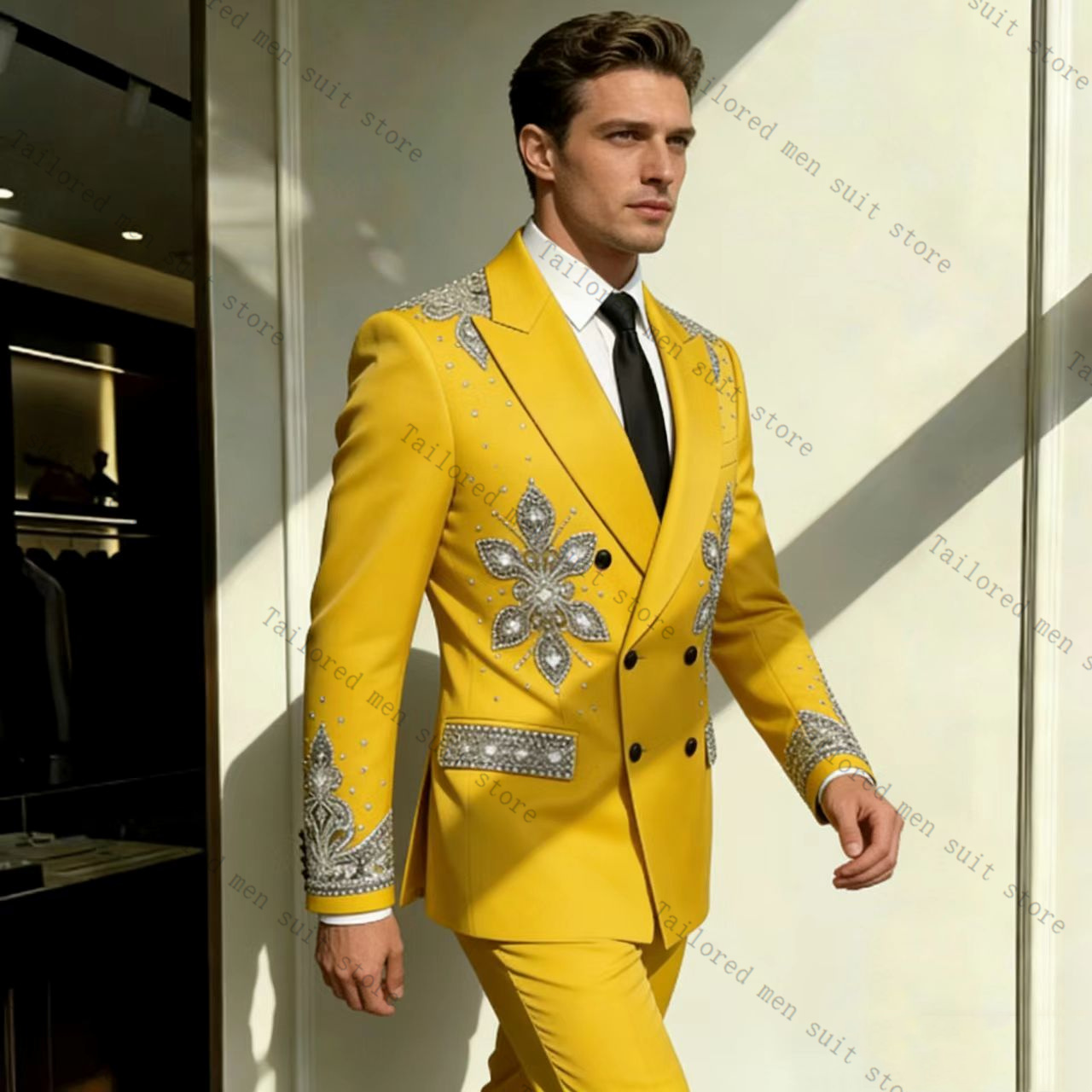 Gele Herenpakken Broek Set 2 S - Formal Wear For Men Yellow recensie en prijs