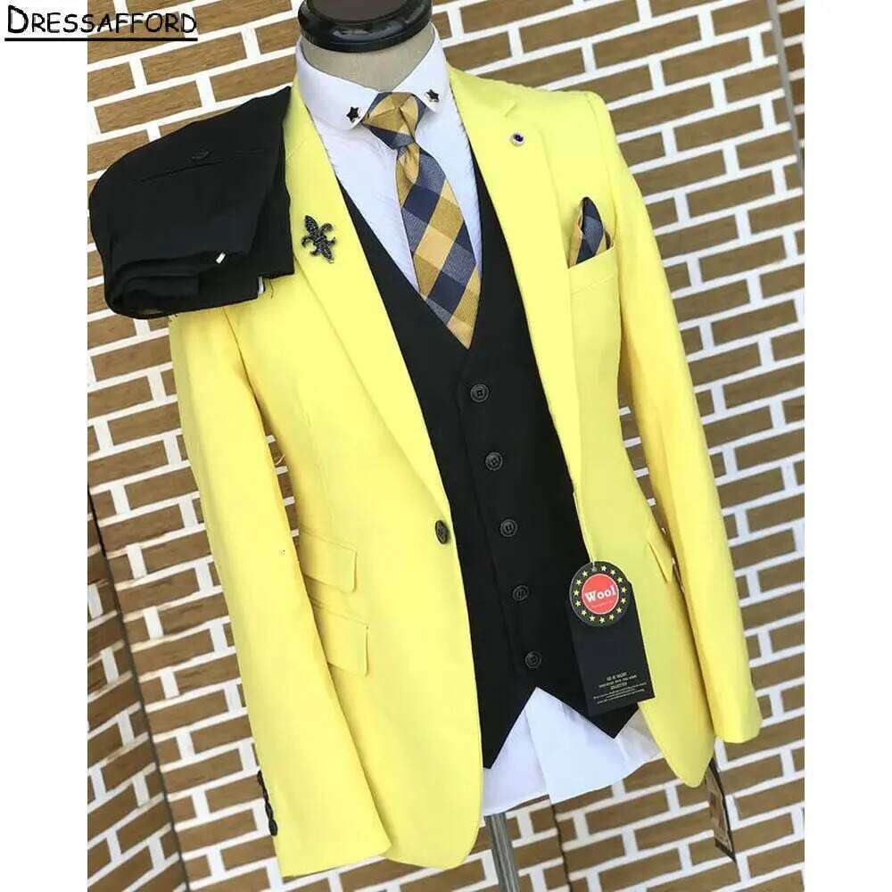 Geel Elegant Heren Zakelijk Fo - Formal Wear For Men Yellow recensie en prijs